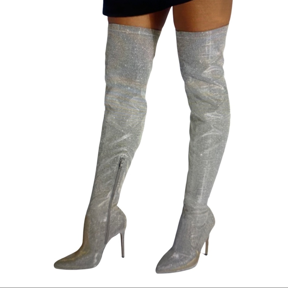 Stiletto heeled boots sparkly High heels with Platform